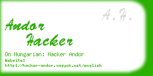 andor hacker business card